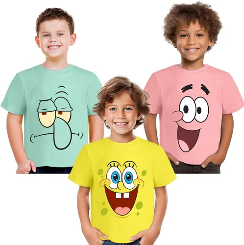 Vista 5 de Camiseta gráfica de Bob Esponja (conjuntos) Patrick Star Calamardo Plancton Gary Camiseta para niños pequeños