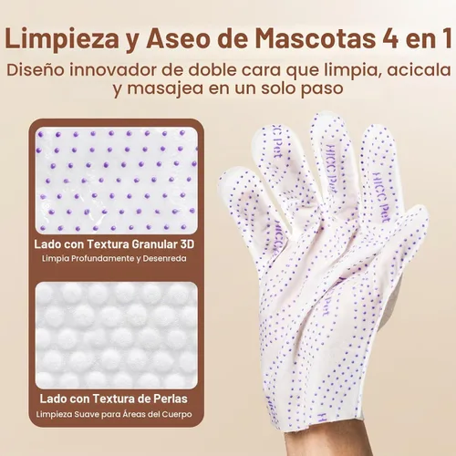 Vista 2 de HICC PET - Toallitas de limpieza para guantes profesionales para perros y gatos, 6 piezas de aroma a coco.