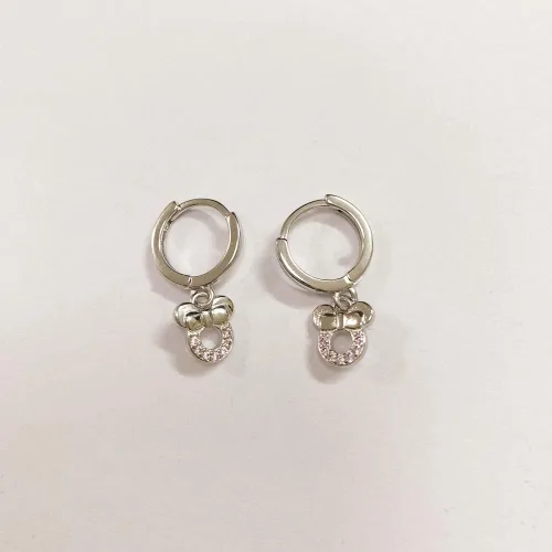 Vista 6 de Aretes colgantes de ratón pequeños para mujeres y niñas, plata de ley 925, circonita cúbica, dije de animales, ratones, aros para dormir, cartílago