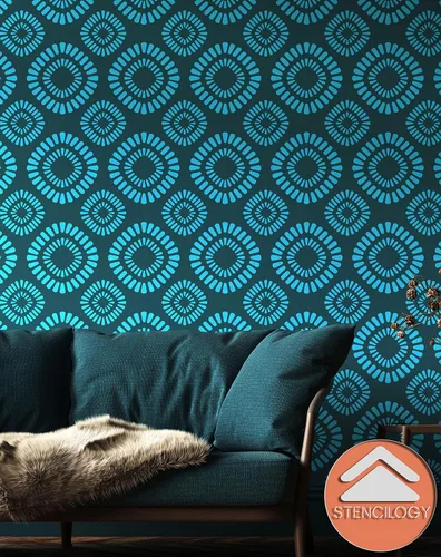 Vista 4 de STENCILOGY® / Asi - Plantilla de pared XL de 24 x 38 pulgadas, patrón de plantilla de pared floral grande, plantillas de pared grandes para pintar