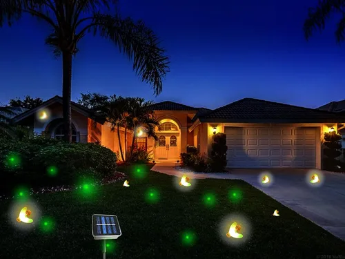 Vista 5 de Luces solares de luciérnaga con 9 luces LED parpadeantes para exteriores Divertidas luciérnagas de luz verde amarillento para jardín, patio