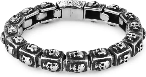 Vista 7 de Pulsera de cadena de eslabones vintage para hombre, acero inoxidable, cierre de palanca, Biker Punk Rock
