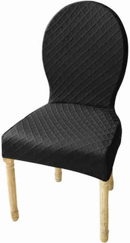 Vista 15 de Juego de 4/2 fundas para sillas de comedor con respaldo redondo, fundas para sillas de comedor sin brazos, patas de madera maciza, modernas sillas