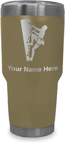 Vista 37 de LaserGram 20oz Vacuum Insulated Tumbler Mug, Rock Climber, Personalized Engraving Included (Coral)