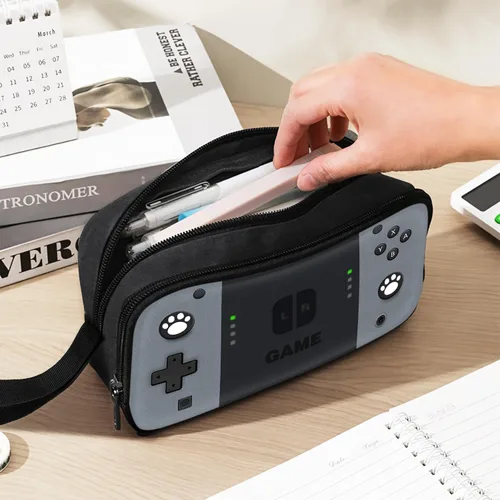 Vista 6 de Estuche para lápices gamer para niños, estuche grande para niños, adolescentes, escuela, caja de bolígrafos de gran capacidad, organizador con 2