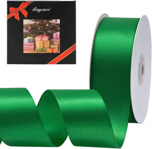 Vista 79 de Cinta de satén verde manzana de doble cara de color sólido de 1/2 pulgada x 25 yardas, cintas perfectas para manualidades, decoración de bodas