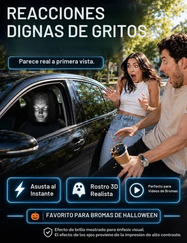 Vista 5 de Fundas para reposacabezas de coche con estampado de cara de fantasma Ojos blancos