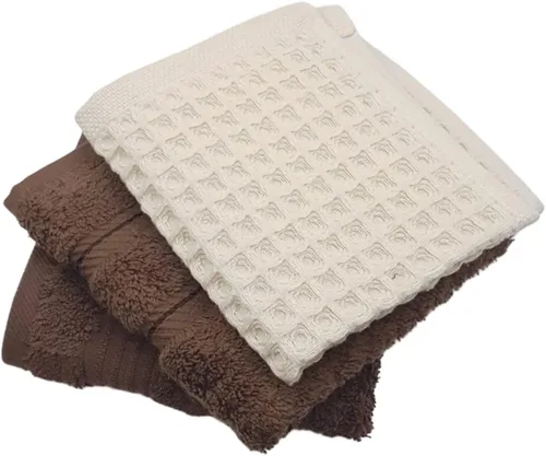 Vista 8 de Toallas de cocina turcas Paquete de 3 (2 toallas pequeñas de rizo + 1 mini toalla de gofre), 12 x 12 pulgadas, toallas de mano para baño, toallas
