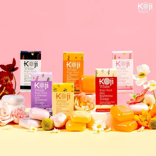 Vista 9 de Koji White Jabón iluminador de piel con ácido kójico y papaya, barra facial exfoliante, piel radiante, rejuvenece, hidratante, barra limpiadora