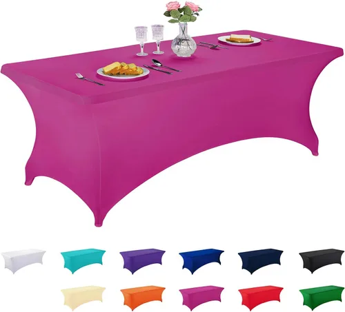 Vista 105 de LZY Cubierta de Mesa Elástica Ajustable de Spandex para Mesa Plegable de 6 pies, 4 pies o 8 pies, Mantel de Cóctel Rectangular, Perfecto para Champn