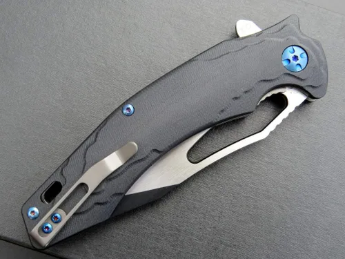Vista 7 de Eafengrow EF915 Cuchillo plegable D2 hoja de acero con revestimiento de óxido negro; mango G10 con rodamiento de bolas, cuchillo abierto seguro
