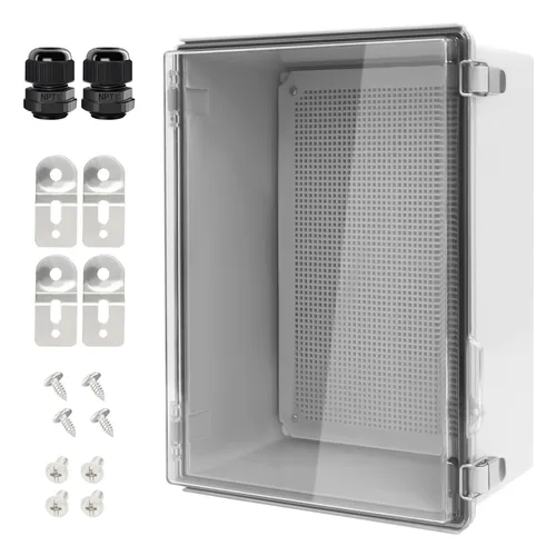 Vista 20 de LeMotech Caja Eléctrica, IP67 Impermeable con Bisagras Cubierta Transparente Pestillo de Acero Inoxidable Caja de Conexiones, Carcasa Eléctrica