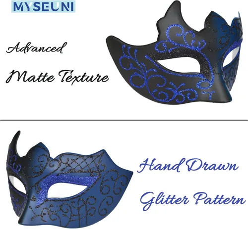 Vista 3 de 2025 Máscaras de mascarada para parejas, máscara veneciana de metal con pedrería brillante y filigrana y máscara veneciana para hombres para Mardi