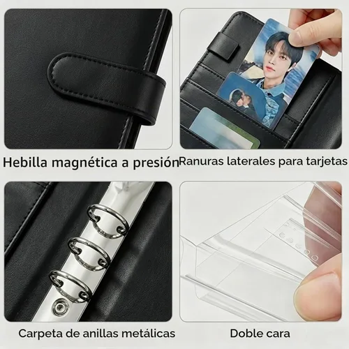 Vista 5 de MUDOR Carpeta de tarjeta fotográfica A5 para tarjeta KPOP, álbum de Negro