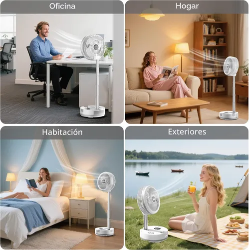 Vista 8 de Ventilador de viaje portátil de 40000 mAh, ventilador plegable recargable, funcionamiento de 106 horas, ventilador oscilante de pie de 8 Blanco