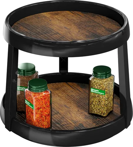 Vista 9 de Simple Houseware Organizador de especias Lazy Susan de 2 niveles, 10 pulgadas de diámetro, arce