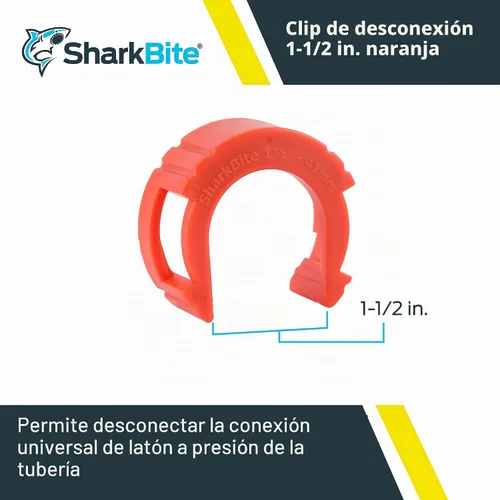 Vista 2 de SharkBite Clip de desconexión de 1-1/2 pulgadas para empujar para conectar accesorios de plomería de latón, UXLDC41