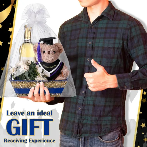 Vista 5 de Thenshop 44 Piezas Canasta para Regalos Canasta de Regalo Vacía a Granel Incluye 12 Bandejas de Cartón 12 Bolsas de Plástico y 20 Lazos Decorativos