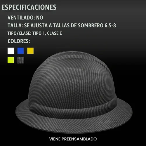 Vista 6 de Casco de seguridad Bullhead Safety de ala completa con suspensión de trinquete de seis puntos, casco de construcción reversible para seguridad