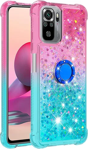 Vista 8 de Funda a prueba de golpes para Xiaomi Redmi Note 10 4G/Note 10S, brillo brillo diamante degradado color arena movediza cubierta de TPU transparente