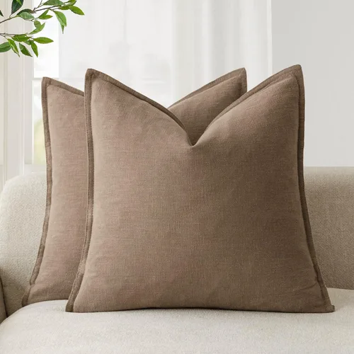 Vista 18 de Foindtower Juego de 2, Fundas Decorativas de Almohada de Lino Sólido Suaves Fundas de Cojín Europeo de Acento Estilo Granja Neutral para Silla Sofá