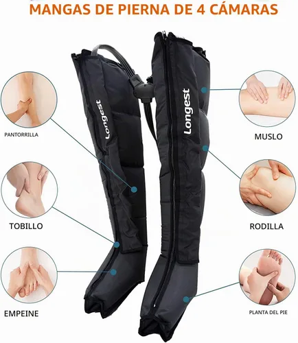 Vista 5 de Botas de terapia de compresión de aire para pies de LONGEST, bombas de linfedema para piernas Sistema de recuperación linfática de compresión
