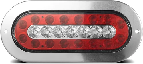 Vista 4 de Partsam 4 luces LED ovaladas de 6.5 pulgadas para remolque, 23 luces LED de montaje en brida, luces traseras de freno rojas, luces de marcha