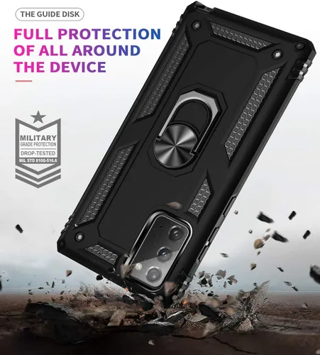 Vista 6 de Note 20 - Funda para Samsung Galaxy Note 20, con anillo de soporte, soporte ajustable, grado militar, protección resistente, a prueba de golpes