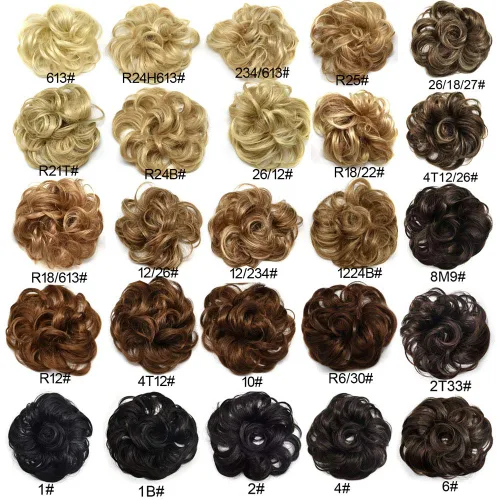 Vista 6 de Extensiones de cabello sintético ondulado estilo francés para mujer (#1 negro azabache)