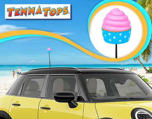 Vista 4 de Edición limitada Cupcake - Antena de coche Decoración de decoración de auto - Se adapta a la antena de estilo delgado