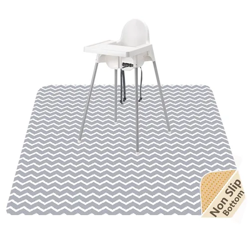 Vista 10 de Tapete de salpicaduras para bebé debajo de la silla alta, tapete de salpicaduras de 51 x 51 pulgadas, tapete impermeable y lavable, protector
