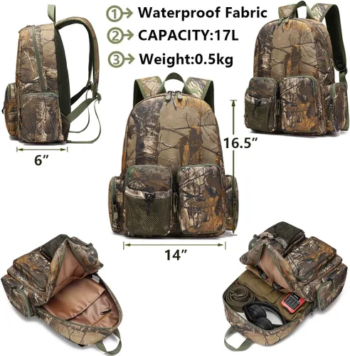 Vista 2 de TIANHAOPUJU - Mochila táctica de camuflaje para adolescentes y hombres, PVC resistente al agua para caza al aire libre, senderismo, pesca, viajes