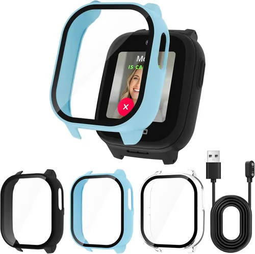 Vista 9 de Funda para Cosmo Jr Track 5 Protector de pantalla, paquete de 2 fundas duras de policarbonato HD, vidrio templado HD, carcasa de protección completa