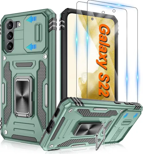 Vista 111 de Atump Funda para Motorola Moto G Play 2024 (4G) con [paquete de 2] protector de pantalla HD y cubierta para cámara deslizante, soporte de anillo