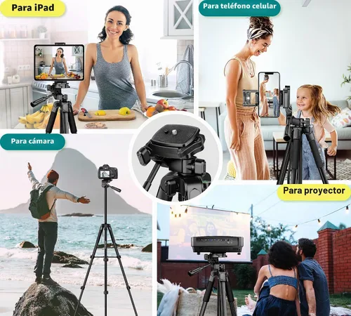 Vista 2 de JOILCAN Trípode para Teléfono, Soporte de Trípode de Cámara de 67" para iPhone iPad, Trípodes de Viaje Profesionales de Aluminio con Control Remoto