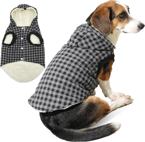 Vista 9 de vecomfy - Sudadera con capucha para perro, forro polar y algodón, extra cálida, para invierno, chaqueta para perro pequeño, abrigos con capucha