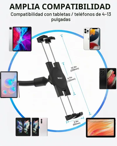 Vista 5 de Soporte para tablet para parabrisas de automóvil, ventana de coche/camión, con ventosa de brazo largo, compatible con iPad Pro/Air/Mini, Galaxy