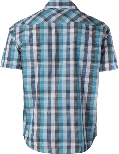 Vista 2 de Gioberti Camisa occidental de manga corta a cuadros para hombre con botones a presión de perlas