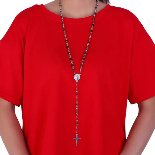 Vista 2 de U7 Catholic Gift Stainless Steel 18K Gold Plated Coin MedalCrucifix CrossVirgin MaryRosary Necklaces for Women Men