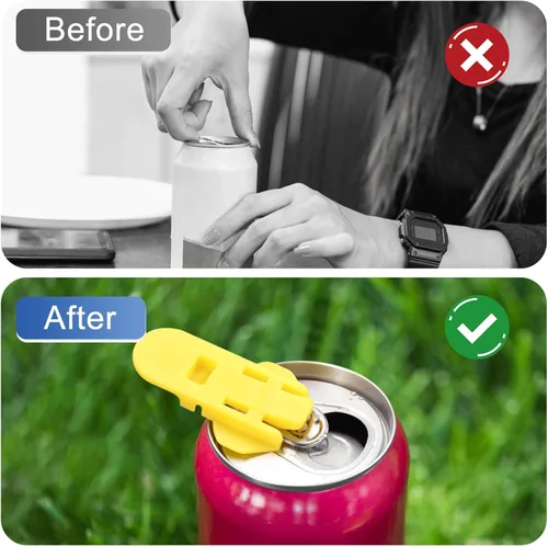 Vista 5 de uxcell Abrelatas manual fácil, 12 unidades, cubiertas de plástico para latas de refrescos, protector de tapas, abridor de botellas para latas
