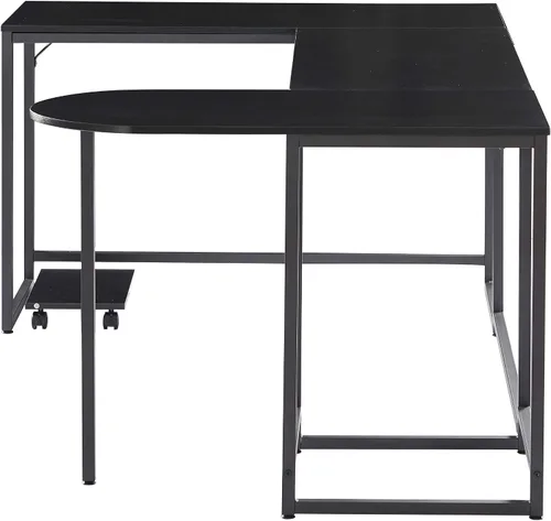 Vista 7 de Escritorio de computadora en forma de U, escritorio de esquina industrial con soporte para CPU, mesa de juegos, escritorio de estación de trabajo