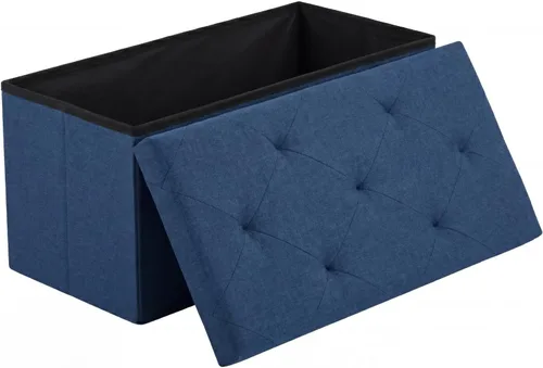 Vista 15 de DUMOS 30 Inch Foldable Storage Ottoman Bench, Gray Ottoman with Storage Grey
