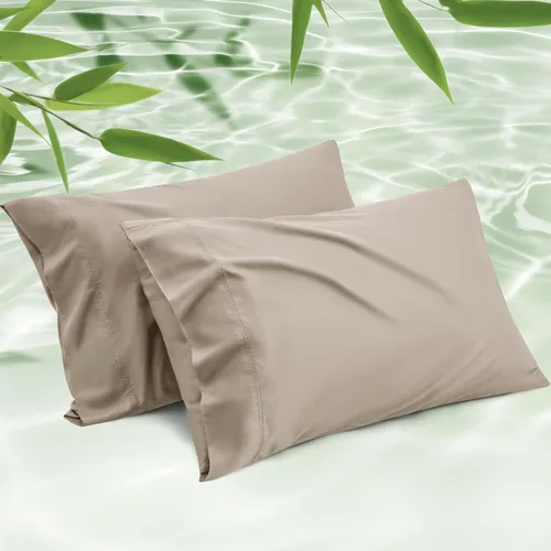 Vista 15 de Bedsure Fundas de almohada de tamaño estándar, fundas de almohada refrescantes, rayón derivado de bambú, color gris oscuro, juego de 2, fundas