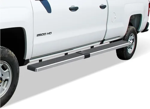 Vista 27 de APS - Estribos iBoard para Chevrolet con cabina extendida de 2 puertas completas + 2 puertas de apertura inversa, 4 pulgadas, Aluminio negro
