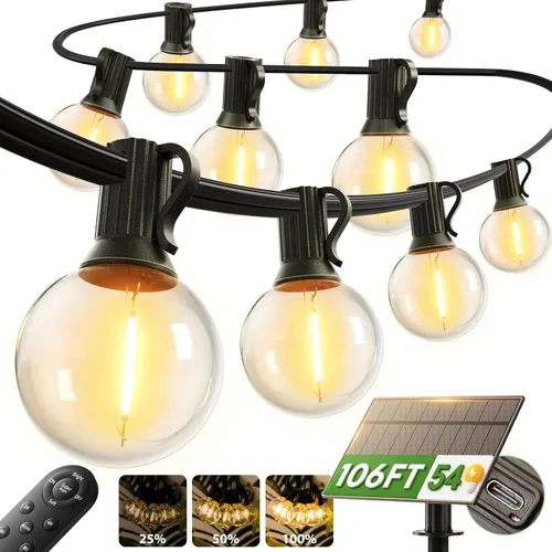 Vista 11 de addlon Cadena de luces solares para exteriores de 25 pies con alimentación solar, resistente al agua con control remoto, cadena de luces solares