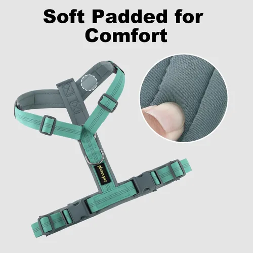 Vista 13 de Arnés para perro Plutus Pet sin tirón, arnés ajustable de nylon con acolchado suave, arnés para perro reflectante y resistente para perros pequeños