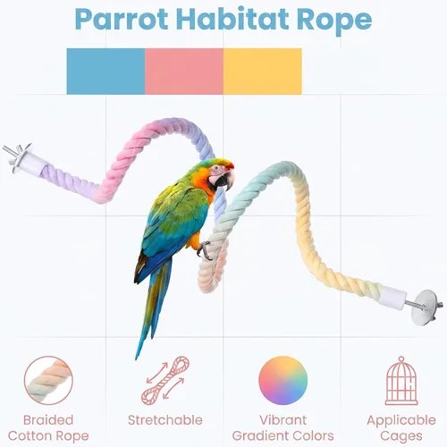 Vista 3 de 6 piezas de cuerda de jaula para pájaros de 15.75 pulgadas, 23.62 pulgadas
