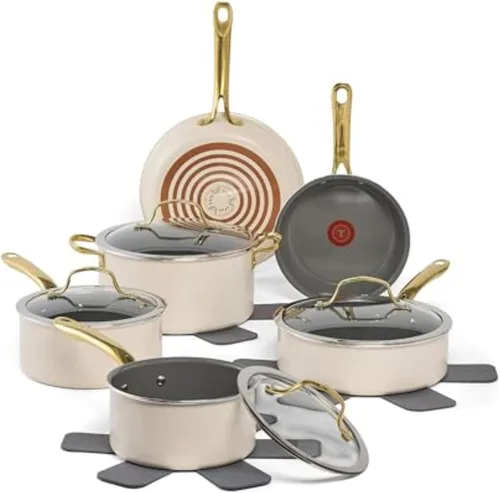 Vista 10 de T-Fal Preserve - Juego de 2 sartenes antiadherentes de cerámica, 8.5" y 11", apto para horno y parrilla hasta 350°F, tecnología InoCeram Glide, Beige
