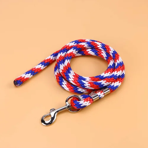 Vista 5 de POPETPOP - Cuerda de caballo trenzada para equitación de caballo con cierre resistente (rojo, azul y blanco)