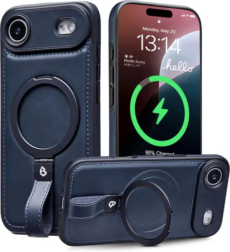 Vista 33 de Butaiga - Funda para iPhone 12 Pro Max con correa de cuero, soporte de anillo, color negro Finger Loop, Relieve Smartphone Pinky Strain